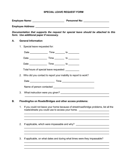 Fillable Leave Form Printable Forms Free Online 9246