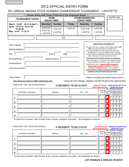 1341861-2012statetrny_f-illable-2012-official-entry-form--indiana-state-usbc-wba-various-fillable-forms-indianastateusbcwba