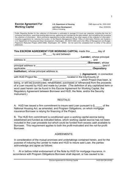 13464023-1-escrow-agreement-for-working-capital-this-escrow-hud-hud