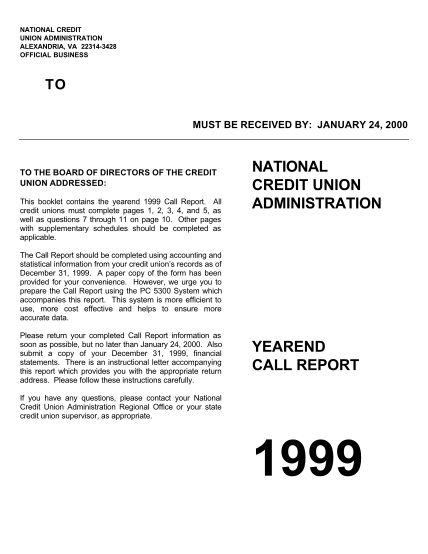 13511959-1999-december-call-report-forms-ncua-ncua