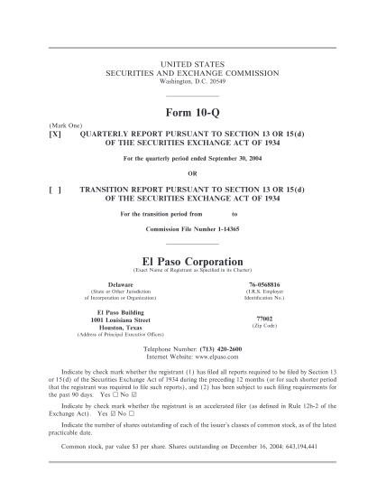 13723117-20549-form-10-q-mark-one-x-quarterly-report-pursuant-to-section-13-or-15d-of-the-securities-exchange-act-of-1934-for-the-quarterly-period-ended-september-30-2004-or-transition-report-pursuant-to-section-13-or-15d-of-the-securities