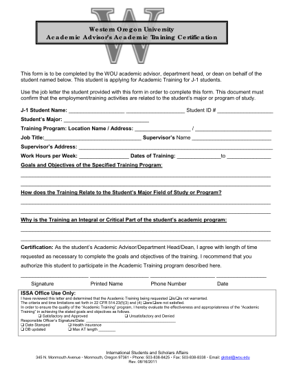 13752716-academic-advisoramp39s-practical-training-certification-form-western-wou