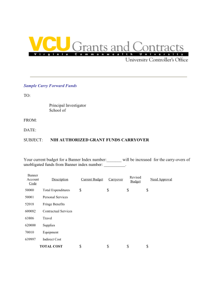 1397771-sample-grant-funds-carryover-memo-vcu-university-controlleramp39s