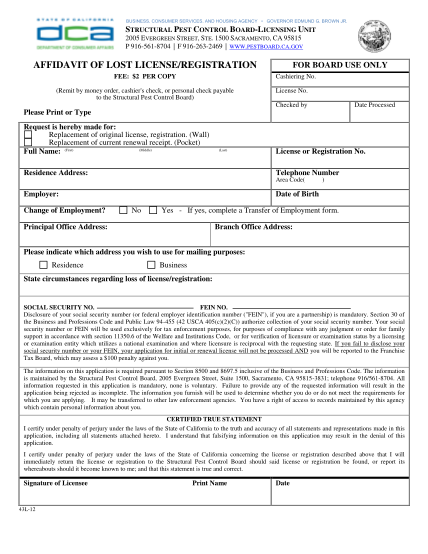 14112630-structural-pest-control-board-affidavit-of-lost-licenseregistration-pestboard-ca