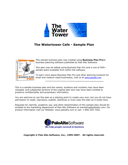 14154-fillable-business-plan-for-a-cafe-water-tower-form