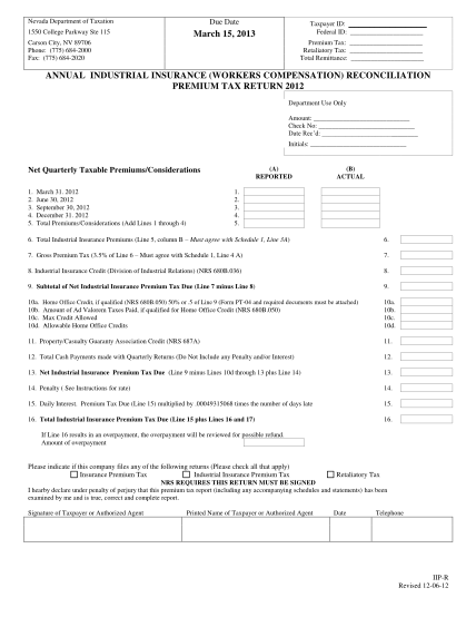 14161448-fillable-nevada-2011-annual-industrial-insurance-premium-tax-reconciliation-form