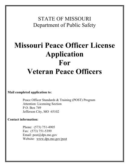 14336520-fillable-missouri-peace-officer-license-application-for-veteran-form-dps-mo