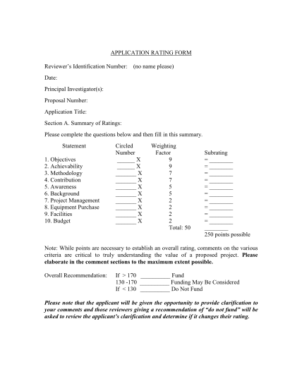 14358347-application-rating-form-reviewers-identification-number-date-principal-investigators-proposal-number-application-title-section-a-nd