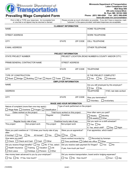 14614094-prevailing-wage-complaint-form-minnesota-department-of-dot-state-mn