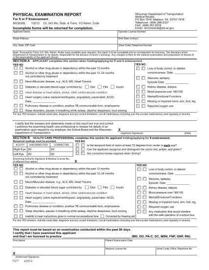 16 Dot Physical Form 2016 - Free To Edit, Download & Print 