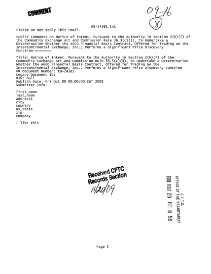 14775326-comment-file-09-16-notice-of-intent-pursuant-to-the-authority-in-section-2h7-of-the-commodity-exchange-act-and-commission-rule-363c3-to-undertake-a-determination-whether-the-aeco-financial-basis-contract-offered-for-trading-on