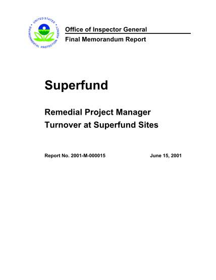 14831286-remedial-project-manager-turnover-at-superfund-sites-2001-m-000015-june-15-2001-epa-region-iii-did-not-have-formal-procedures-in-place-to-mitigate-continuity-problems-caused-by-turnover-of-epa-personnel-in-the-superfund-program-epa