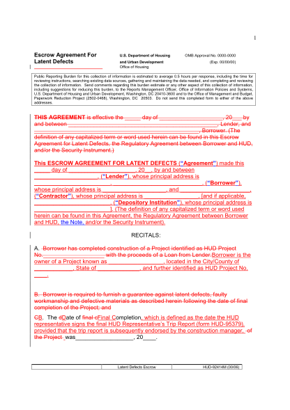 14917315-1-escrow-agreement-for-latent-defects-this-agreement-is-hud-hud