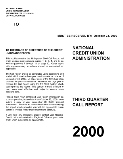 14956136-2000-september-call-report-forms-ncua-ncua