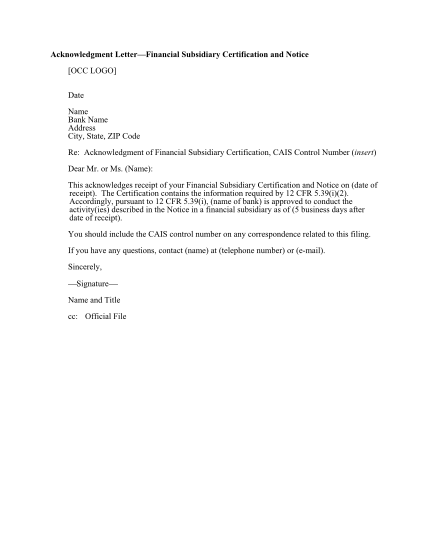 15008336-acknowledgement-letter-receipt-of-financial-subsidiary-occ