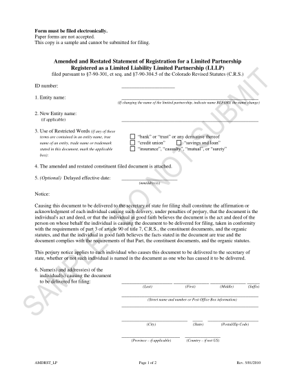 15216557-amended-and-restated-statement-of-registration-for-a-limited-partnership-registered-as-a-limited-liability-limited-partnership-lllp-sos-state-co