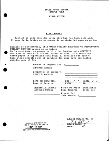 15234502-boles-water-system-sample-form-final-notice-final-nmprc-state-nm