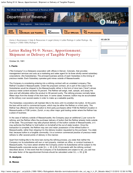 15266468-letter-ruling-91-9-nexus-apportionment-shipment-or-delivery-of-archives-lib-state-ma