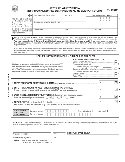 15304094-fillable-wv-2005-it-140-tax-tables-form-state-wv