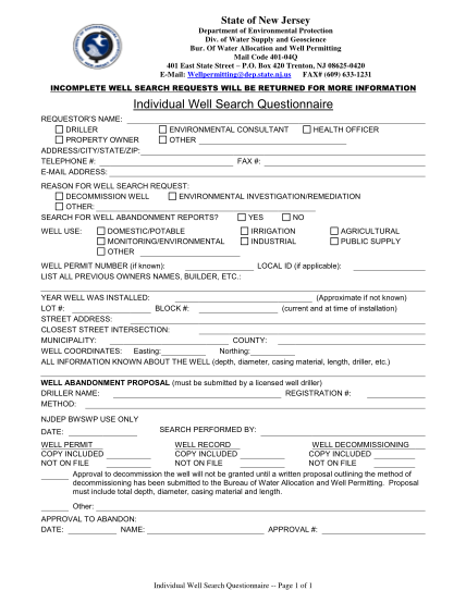 15370279-fillable-njdep-individual-well-search-questionnaire-form-nj