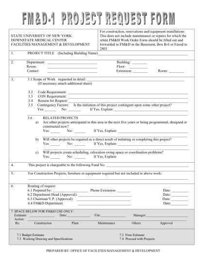15381562-fillable-fmd-1-project-request-form-suny-downstate-medical-center-downstate