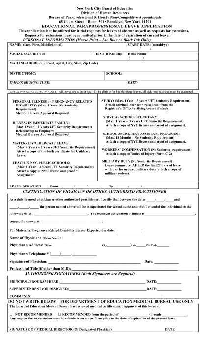 15383762-fillable-educational-paraprofessional-leave-application-form-schools-nyc