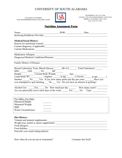 15416626-fillable-fillable-nutrition-assessment-form-southalabama