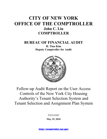 15421255-follow-up-audit-report-on-the-user-access-controls-of-the-new-york-city-housing-authoritys-tenant-selection-system-and-tenant-selection-and-assignment-plan-system-comptroller-nyc