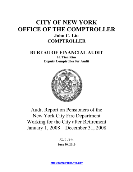 15423277-audit-report-on-pensioners-of-the-new-york-city-fire-department-working-for-the-city-after-retirement-january-1-2008-december-31-2008-comptroller-nyc