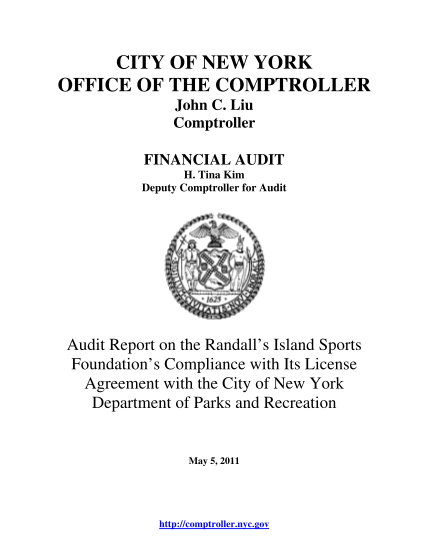 15424938-audit-report-on-the-randalls-island-sports-foundations-compliance-with-its-license-agreement-with-the-city-of-new-york-department-of-parks-and-recreation-comptroller-nyc