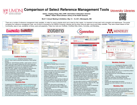 15428539-comparison-of-select-reference-management-university-libraries-libraries-umdnj