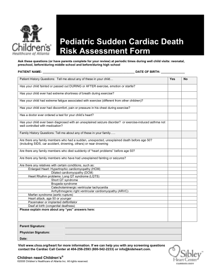 15454221-pediatric-sudden-cardiac-death-risk-assessment-form-choa