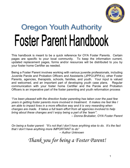 15459974-oya-foster-parent-handbook-state-of-oregon
