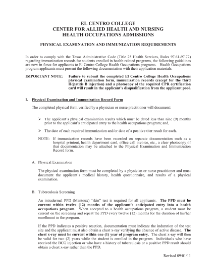 15525656-fillable-physical-examination-and-immunization-requirements-in-el-centro-college-for-allied-health-form