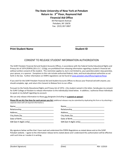 15545649-fillable-suny-potsdam-consent-to-release-information-forms-potsdam