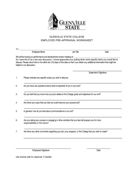 15562298-staff-performance-evaluation-preappraisal-form-glenville-state-glenville