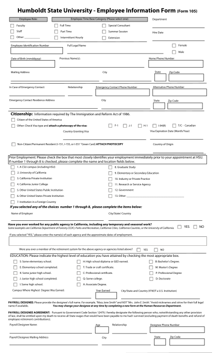 15572849-humboldt-state-university-employee-information-form-form-105-humboldt