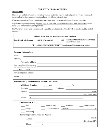 15582830-gme-exit-clearance-form-instructions-personal-information-uthsc