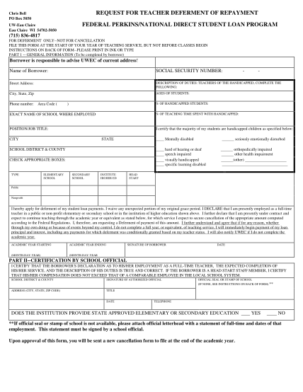 15585424-request-for-teacher-deferment-of-repayment-federal-perkins-uwec