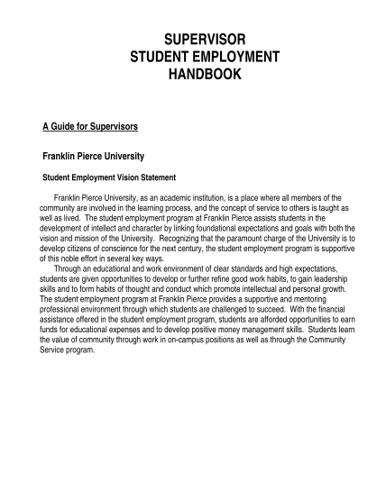 15847386-supervisor-student-employment-handbook-a-guide-for-franklinpierce