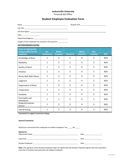 29 Student Employee Evaluation Form - Free to Edit, Download & Print ...