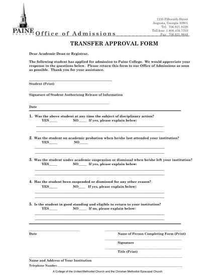 16066600-fillable-paine-college-transfer-approval-form-paine