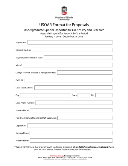 16073125-usoar-format-for-proposals-northern-illinois-university-niu