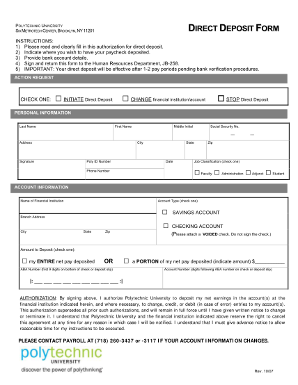 17 Printable Direct Deposit Form Page 2 Free To Edit Download 
