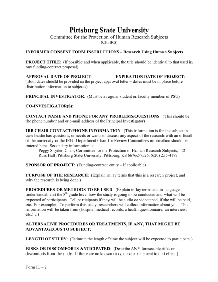 16118710-pittsburg-state-university-committee-for-the-protection-of-human-research-subjects-cphrs-informed-consent-form-instructions-research-using-human-subjects-project-title-if-possible-and-when-applicable-the-title-should-be-identical-to