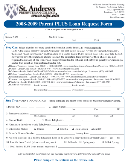 16132910-edu-2008-2009-parent-plus-loan-request-form-this-is-not-your-actual-loan-application-sapc