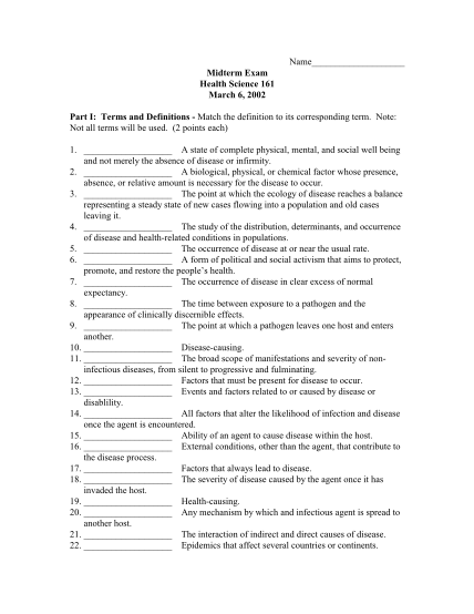 16217519-name-midterm-exam-health-science-161-march-6-2002-part-i-terms-and-definitions-match-the-definition-to-its-corresponding-term-sjsu