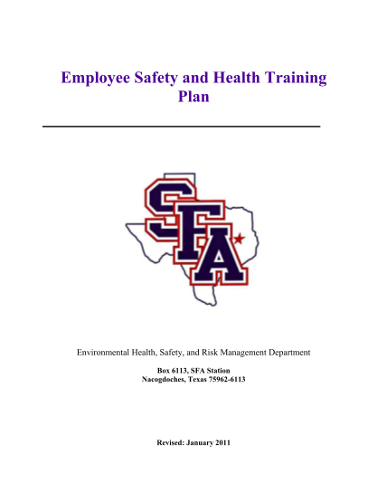 16342476-employee-safety-and-health-training-plan-stephen-f-austin-state-sfasu