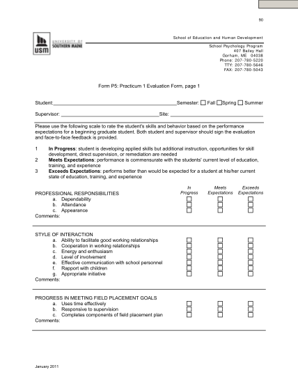 16401971-form-p5-practicum-1-evaluation-form-page-1-student-semester-usm-maine