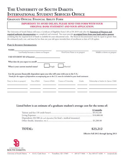 16408901-fillable-university-of-south-dakota-international-financial-certification-form-pdf-usd